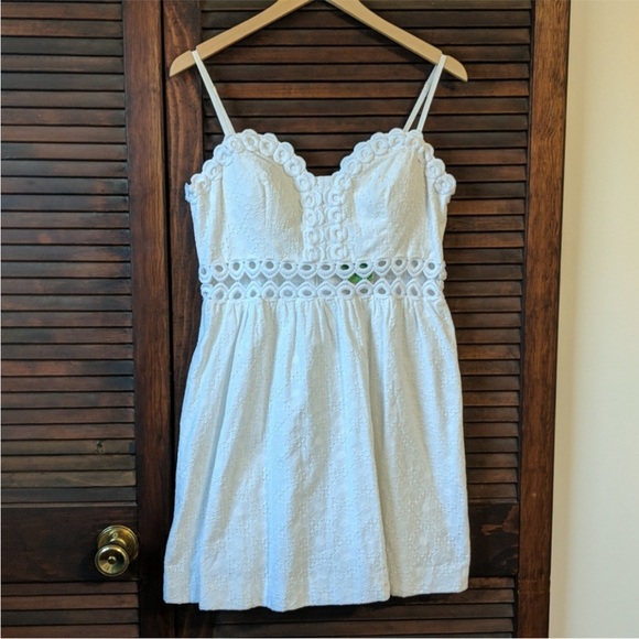 Lilly Pulitzer Rika White Lace Scalloped Embroidered Mini Dress 00 Resort Bridal - Picture 6 of 6